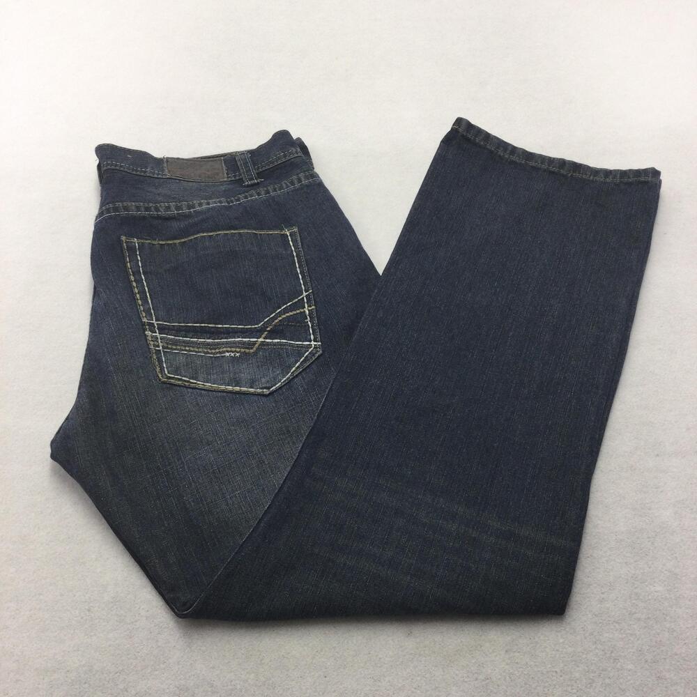 Red Snap Jeans Mens 36x31 Blue Medium Wash Relaxed Straight Leg Denim Zip Fly